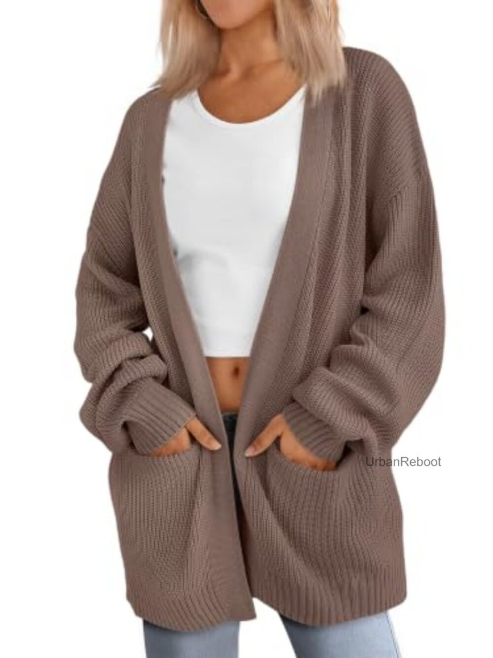 Oversized Cardigan Sweater Open Front Knit Cozy Fall Long Sleeve